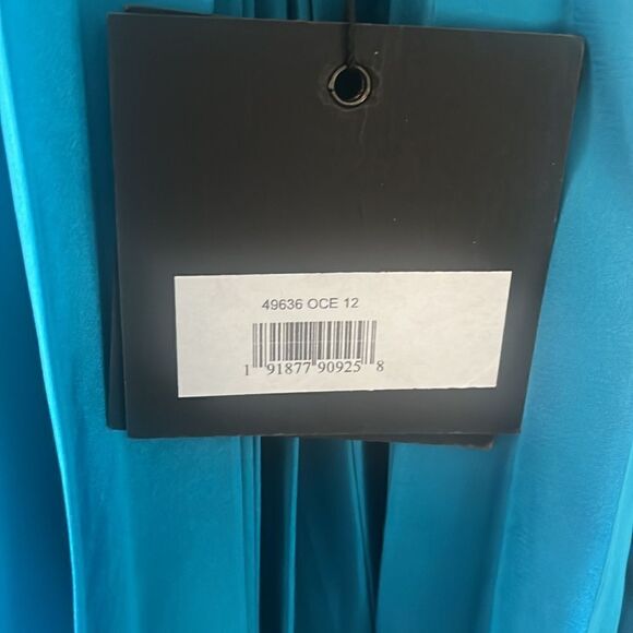 MAC DUGGAL Pleated Flowy Cocktail Minidress in Ocean Size 12 NWT $398 - Picture 9 of 10